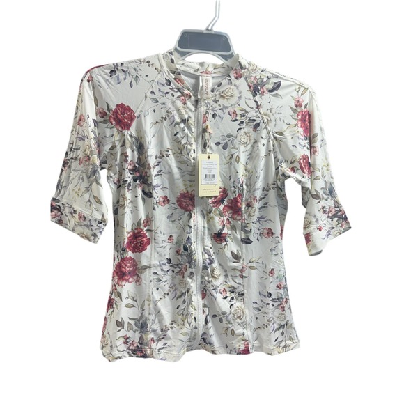 Artesands NWT Clementine White Seurat Short‎ Sleeve Sunsafe Top White Size 10 - Picture 1 of 2